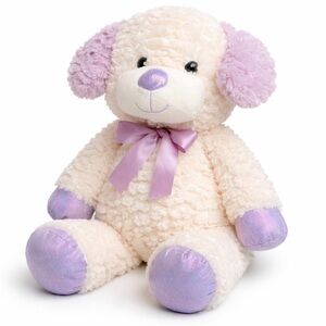 Kellytoy Crème Rosette Fur Puppy Plush Shimmery Purple Paws Stuffed Dog 22”